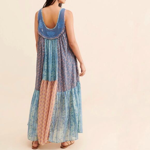 NWT Free People Size Medium Lost Palms Maxi Dress Patchwork Print Boho $198 - Picture 2 of 6